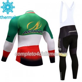 Completo Maglia ML + Pantaloncino con bretelle ML 2017 Astana Pro Team Donna N004 Winter Invernale